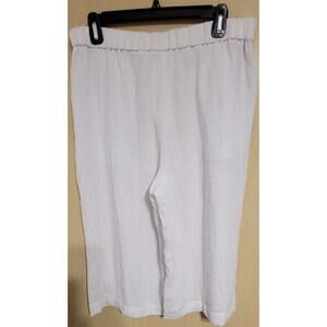 Karen Kane Womens White Tencel High Rise Cropped Wide Leg Pants Lg #119